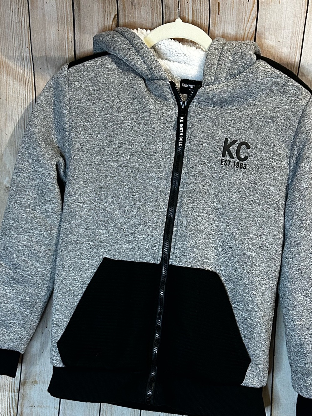 Kenneth Cole Reaction Gray & Black Kids Hooded Zip Jacket